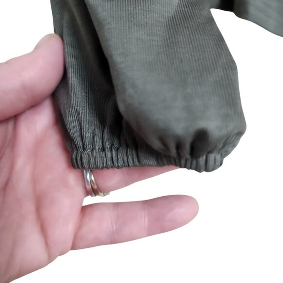 OGL MOVE Light Thermal Tencel Square Puff Sleeves Brami Top Forest Olive Green S - Picture 6 of 10